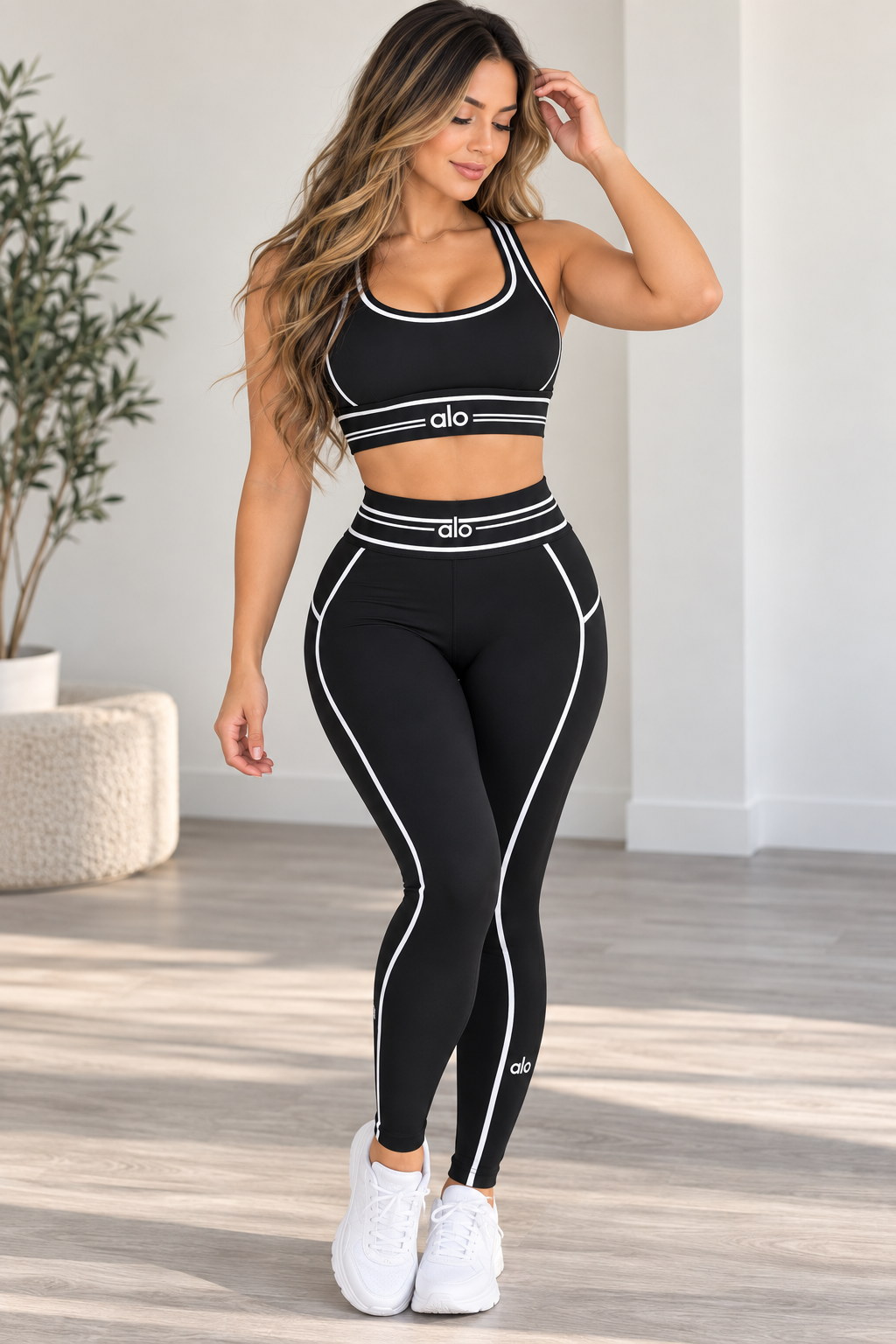 Women’s Light Blue 2-Piece Workout Set – Top & Leggings