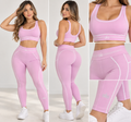 Women’s Light Blue 2-Piece Workout Set – Top & Leggings