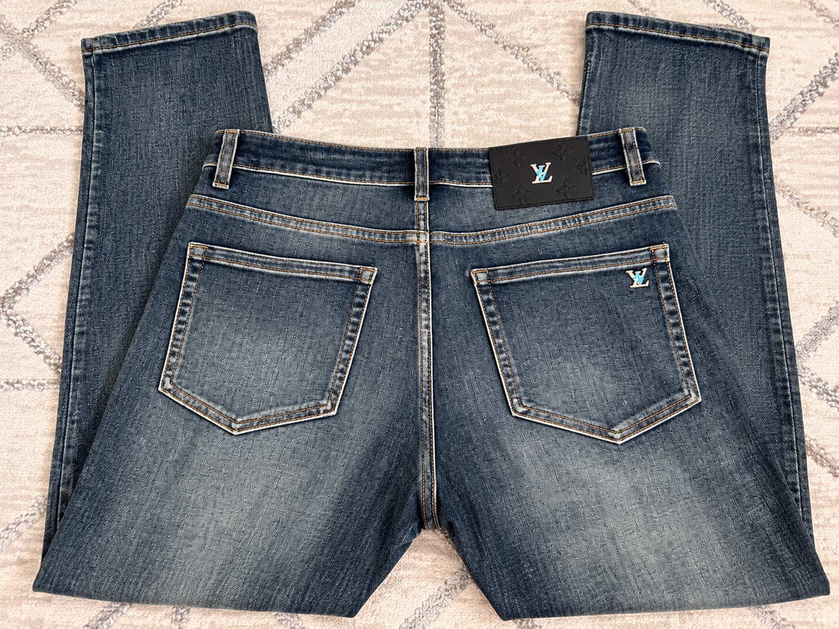 Men’s Premium Washed Denim Jeans – Dark Blue