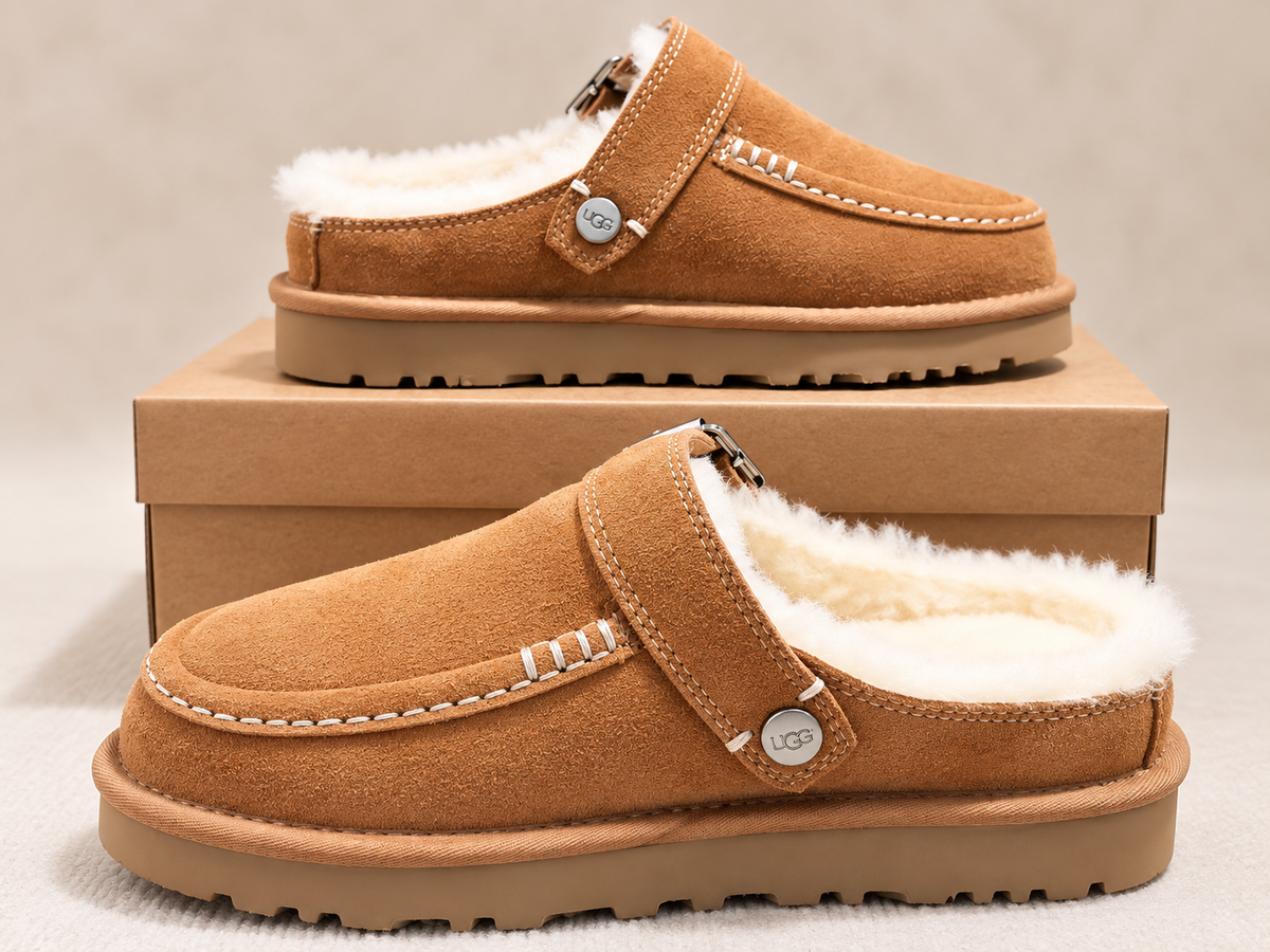 Women’s Tan Suede Fur-Lined Clogs