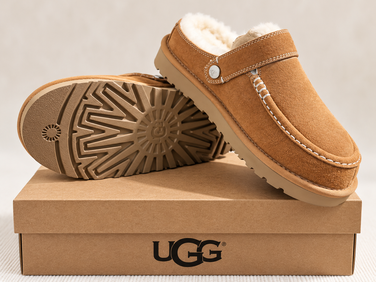 Women’s Tan Suede Fur-Lined Clogs